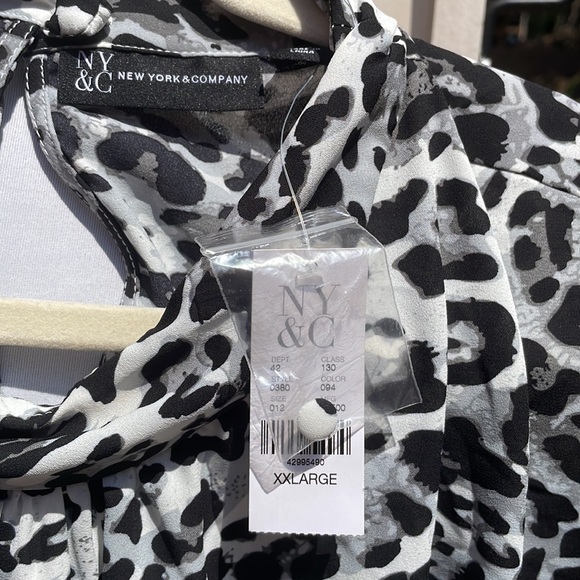 NWT-NY & Co.Black & White Leopard Print 2 Piece Set/ Skirt & Top Size XXL - Picture 6 of 13